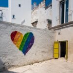 a building with a rainbow painted on it