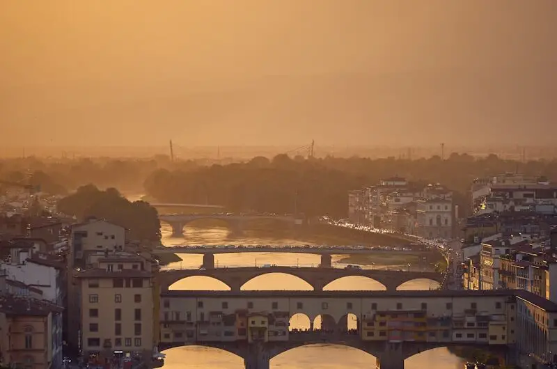 aerial photography of building and bridge