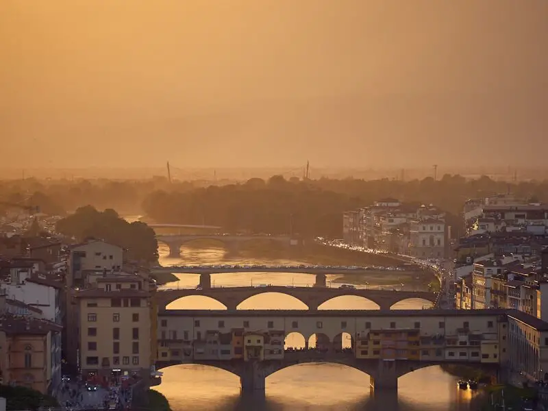 aerial photography of building and bridge